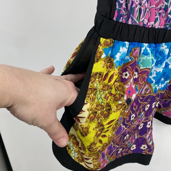 Hale Bob Cabana Romper Womens XS Multi Floral Colorblock - Picture 3 of 13